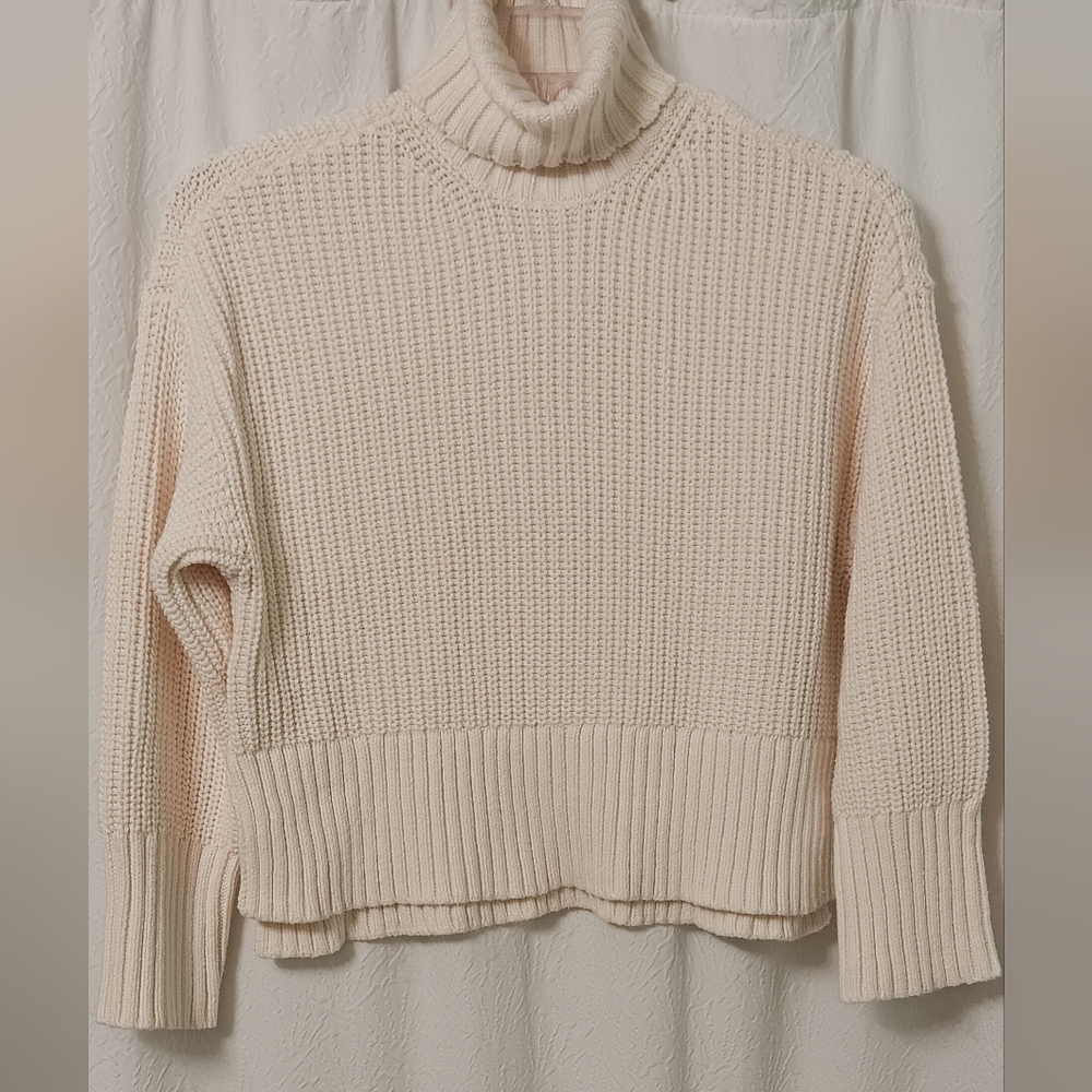 Madewell Cream Wide Rib Turtleneck Sweater Size XS - Picture 3 of 13